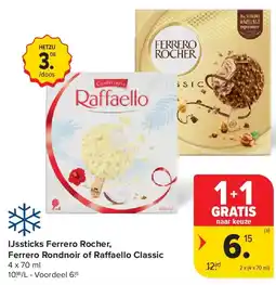 Carrefour IJssticks Ferrero Rocher, Ferrero Rondnoir of Ra aello Classic aanbieding