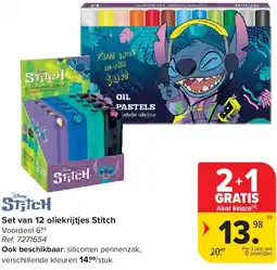 Carrefour Set van 12 oliekrijtjes Stitch aanbieding