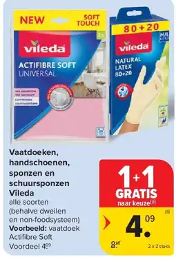 Carrefour Vaatdoeken, handschoenen, sponzen en schuursponzen Vileda aanbieding