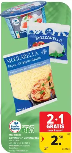 Carrefour Mozzarella Carrefour en Carrefour Bio aanbieding