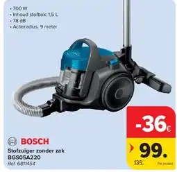 Carrefour Stofzuiger zonder zak BGS05A220 aanbieding