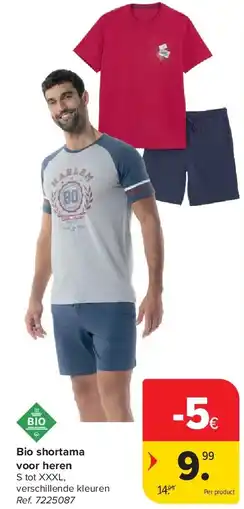 Carrefour Bio shortama voor heren aanbieding