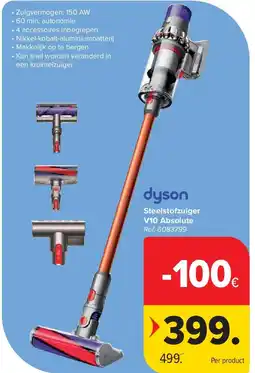 Carrefour Steelstofzuiger V10 Absolute aanbieding