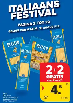 Carrefour Pasta De Cecco aanbieding