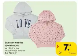 Carrefour Sweater met rits voor meisjes aanbieding