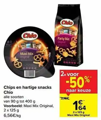 Carrefour Chips en hartige snacks chio maxi mix original aanbieding
