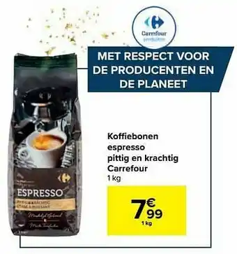 Carrefour Koffiebonen espresso pittig en krachtig carrefour aanbieding