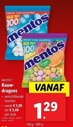 Lidl Mentos Kauwdragees aanbieding