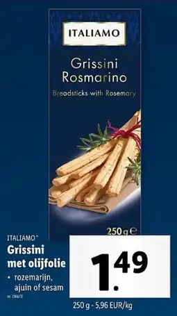 Lidl Italiamo Grissini met Olijfolie aanbieding