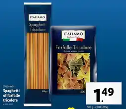 Lidl Italiamo Spaghetti of farfalle tricolore aanbieding