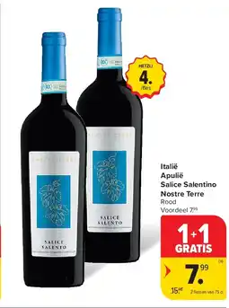 Carrefour Italië Apulië Salice Salentino Nostre Terre aanbieding