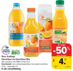 Carrefour Vers fruitsap Carrefour en Carrefour Bio aanbieding