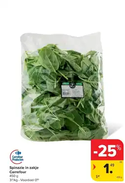 Carrefour Spinazie in zakje Carrefour aanbieding