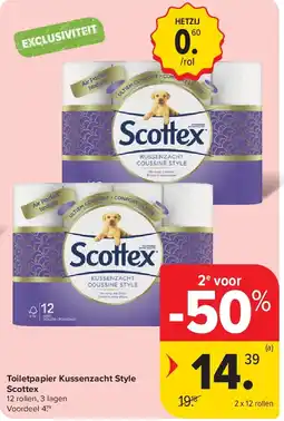 Carrefour Toiletpapier Kussenzacht Style Scottex aanbieding