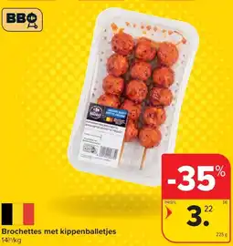 Carrefour Brochettes met kippenballetjes aanbieding