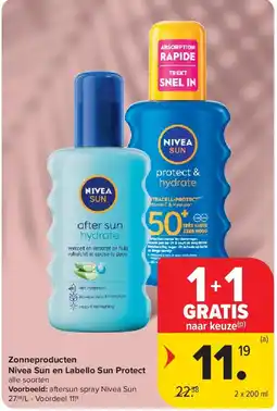 Carrefour Zonneproducten Nivea Sun en Labello Sun Protect aanbieding