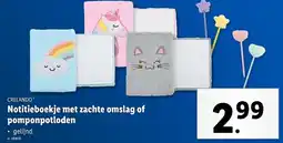 Lidl Crelando Notitieboekje met zachte omslag of pomponpotloden aanbieding