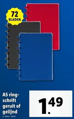 Lidl A5 ring- schrift geruit of gelijnd aanbieding