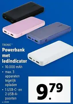 Lidl Tronic Powerbank met ledindicator aanbieding