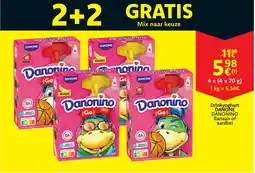 Cora Drinkyoghurt danone danonino banaan of aardbei aanbieding