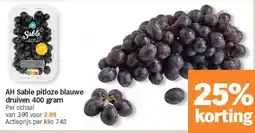 Albert Heijn AH Sable pitloze blauwe druiven 400 gram aanbieding
