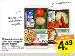 Albert Heijn AH Verspakket romige pasta zalm courgette of curry Madras aanbieding