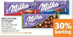 Albert Heijn Milka chocolade 85-100 gram aanbieding