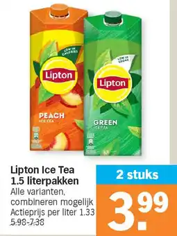 Albert Heijn Lipton Ice Tea 1.5 literpakken aanbieding
