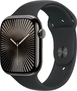 Coolblue Apple Watch Series 10 4G 46 mm Titane Noir Bracelet Sport M/L aanbieding