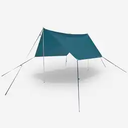 Decathlon MULTIFUNCTIONELE TARP EN SCHUILTENT VOOR KAMPEREN aanbieding
