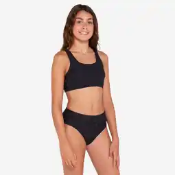 Decathlon Bikini voor surfen meisjes bralette hoge taille 500 Lao miami zwart aanbieding