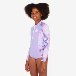 Decathlon Badpak voor surfen meisjes lange mouwen rits vooraan 500 Lucy paars aanbieding