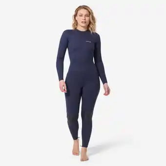 Decathlon Dameswetsuit voor surfen 100 neopreen 2/2 mm rugrits marineblauw aanbieding