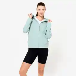 Decathlon Fitnesshoodie met rits voor dames groen aanbieding
