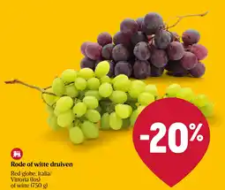 Delhaize Rode of witte druiven aanbieding
