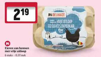 Delhaize Eieren van hennen met vrije uitloop aanbieding
