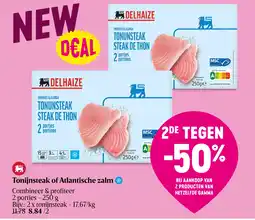 Delhaize Tonijnsteak of Atlantische zalm aanbieding