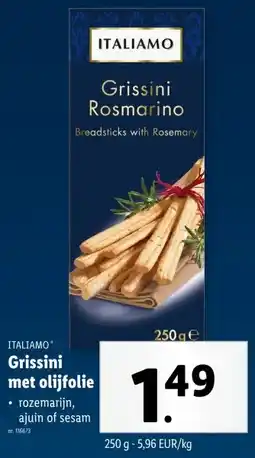 Lidl Grissini met olijfolie aanbieding