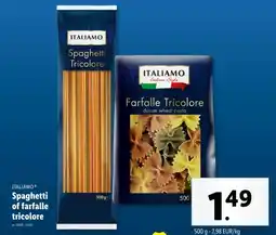 Lidl Spaghetti of farfalle tricolore aanbieding