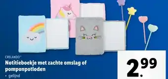 Lidl Notitieboekje met zachte omslag of pomponpotloden aanbieding
