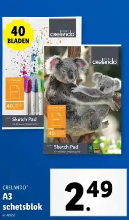 Lidl CRELANDO A3 schetsblok aanbieding