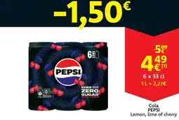 Cora Cola Pepsi lemon, lime of cherry aanbieding