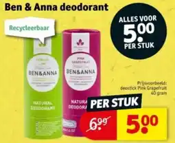 Kruidvat Ben & Anna deodorant aanbieding