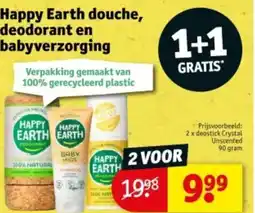 Kruidvat Happy Earth douche, deodorant en babyverzorging aanbieding