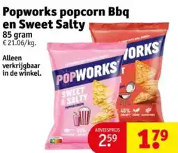 Kruidvat Popworks popcorn Bbq en Sweet Salty aanbieding