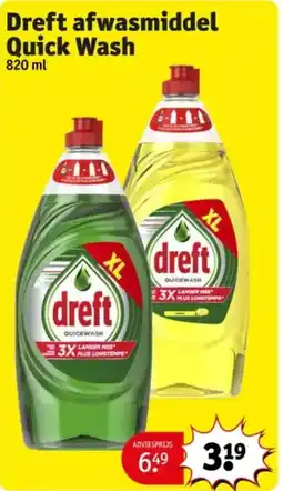 Kruidvat Dreft afwasmiddel Quick Wash aanbieding