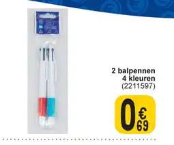 Cora 2 balpennen 4 kleuren aanbieding