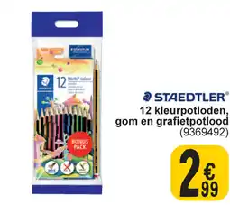 Cora Staedtler 12 kleurpotloden, gom en grafietpotlood aanbieding