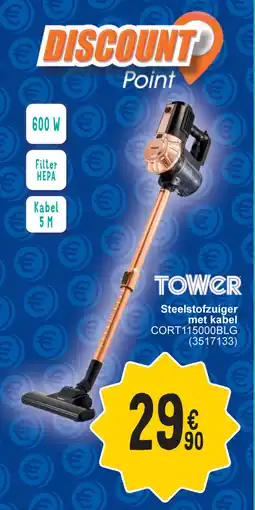 Cora Tower steelstofzuiger met kabel CORT115000BLG aanbieding