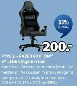 Jysk Type z-razer edition by legend gamestoel aanbieding